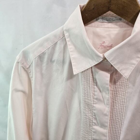 Foxcroft Shirt Womens 12 Large Pink Button Up Wrinkle Free Shaped Non Iron - Picture 2 of 13
